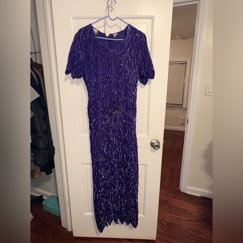 Purple beaded vintage dress size 6-8